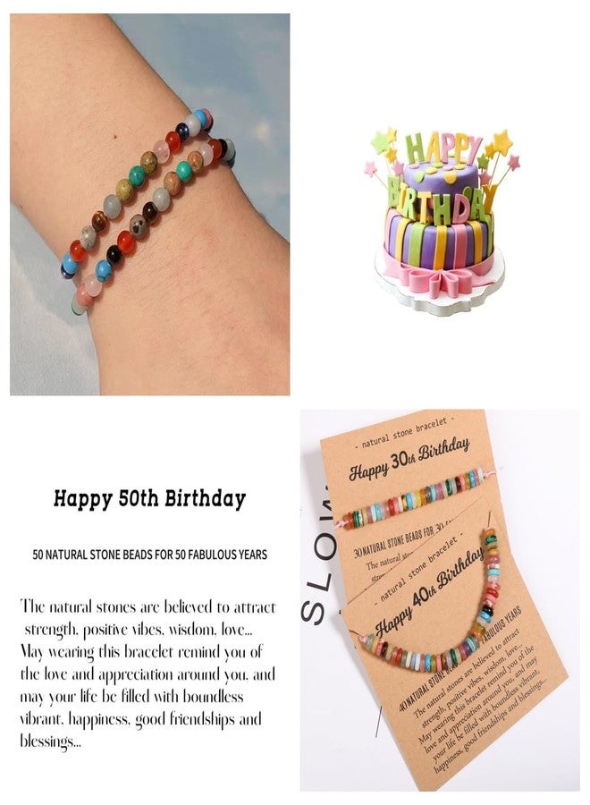 Korotho 50th Birthday Gifts for Women 50 Year Old Birthday Bracelet Gift Ideas, Happy Turning 50th Milestone Bday Best 50 Gifts Natural Crystal Beads Bracelets Jewelry Gifts for Women Mom - Image 5